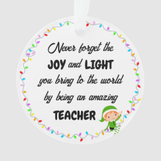 Joy and Light Dank u Leraar Acryl Ornament