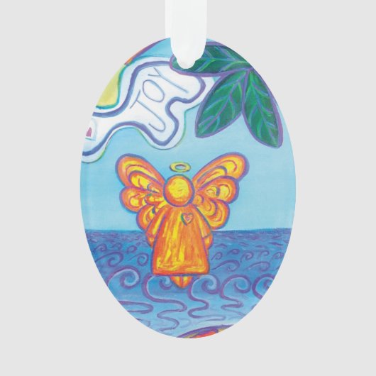Joy and Peace Beach Angel Art Holiday Ornament (voorkant)