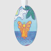Joy and Peace Beach Angel Art Holiday Ornament (voorkant)
