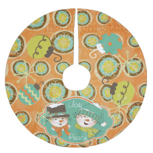 Joy and Peace Snowmen Custom Holiday Tree Rok Kerstboom Rok