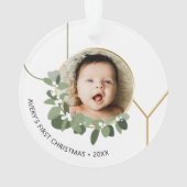 Joy Baby's eerste kerstkrans Custom Photo Ornament (achterkant)