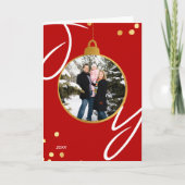 Joy Bauble Gepersonaliseerde Foto Gold Foil Kerstm Kaart (Voorkant)