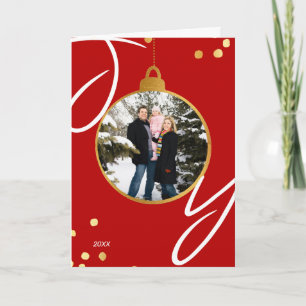 Joy Bauble Gepersonaliseerde Foto Gold Foil Kerstm Kaart