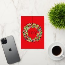 Joy Berry Wreath Vibrant Folded Foil Holiday Card