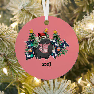Joy Black Cat Kerstmis Metalen Ornament
