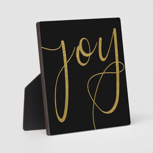 Joy Black en Gold Kerstmis Fotoplaat (Voorkant)