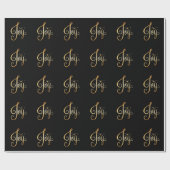 "Joy" Black Gold Script Elegant Holiday Cadeaupapier (Vlak)