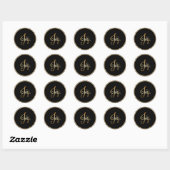 "Joy" Black Gold Script Elegant Holiday Seasonal Ronde Sticker (Vel)