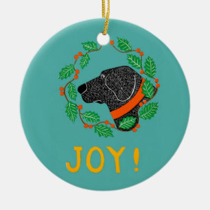 Joy Black Lab Ornaming van Stephen Huneck Keramisch Ornament