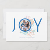 Joy Blue Coastal kerstbal Seashell Foto Feestdagenkaart (Voorkant)