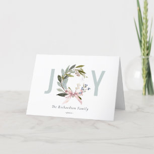 Joy Blush Blauw Groene Winter Kerst Krans Feestdagen Kaart