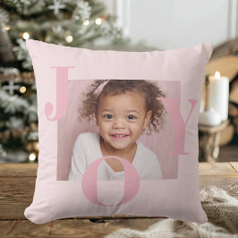 JOY Blush Pink Modern Christmas | Personalized  Kussen