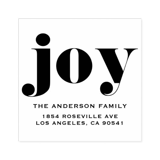 JOY Bold Typografie Moderne Kerst Rubberstempel (Afrduk)