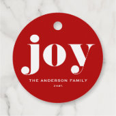 JOY Bold Typography Modern Christmas Red Bedankjes Labels (Achterkant)