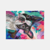 'Joy' Boston Terrier Dog Art fleece deken (Voorkant (Horizontaal))