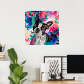 'Joy' Boston Terrier Dog Art print op papier (Thuiskantoor)