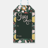 Joy Botanical Floral Festive Garden Pattern Green Cadeaulabel (Voorkant)