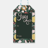 Joy Botanical Floral Festive Garden Pattern Green Cadeaulabel (Achterkant)