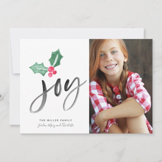 Joy Brush Script Holiday | Carte photo de Noël (Devant)