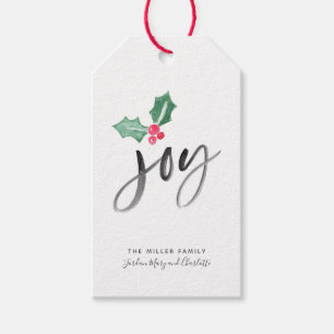 Joy Brush Script Holiday   Kerstmis van en naar Cadeaulabel
