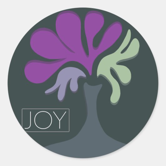Joy Bubble Flowers Ronde Sticker (Voorkant)