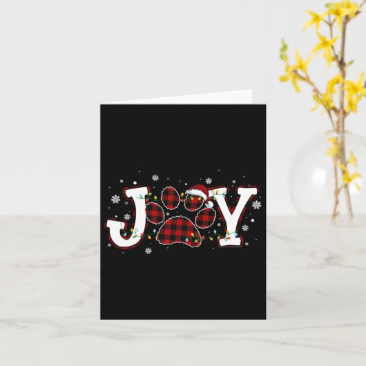 Joy Buffalo Red Pset Dog Paw Print Kerstorna Kaart (Gele Bloem)