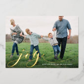 Joy Calligraphy Script Photo Folie Feestdagenkaart (Voorkant)