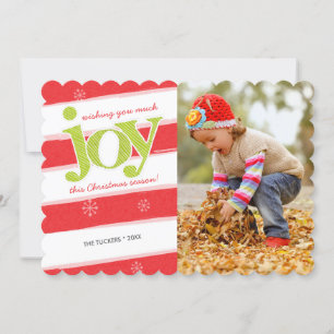 JOY Candy Cane Stripes kerstfoto Red Green Kaart