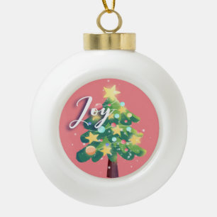 Joy Caption Carton kerstboom Roze sieroog Keramische Bal Ornament