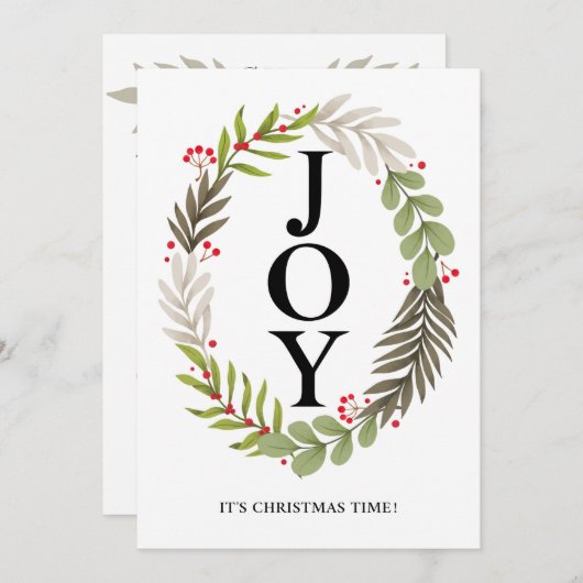 JOY - Carte Joyeuse de Noël à deux faces (Devant / Derrière)