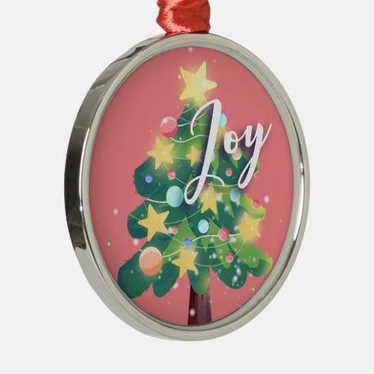 Joy Carton kerstboom Roze metalen Ornament (Rechts)
