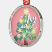 Joy Carton kerstboom Roze metalen Ornament (Links)