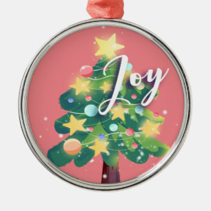 Joy Carton kerstboom Roze metalen Ornament