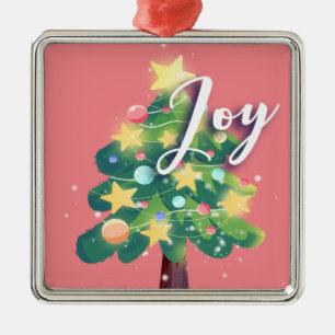 Joy Carton kerstboom Roze metalen Ornament