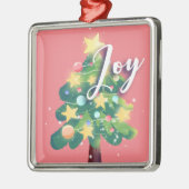 Joy Carton kerstboom Roze metalen Ornament (Links)