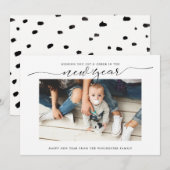 Joy & Cheer New Year Holiday Card Feestdagenkaart (Voorkant / Achterkant)