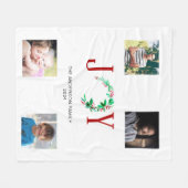 Joy Christmas 4 Fotocollage Familie Afbeeldingen Fleece Deken (Voorkant (Horizontaal))