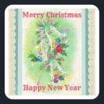 Joy Christmas Bells Sticker Carré Vintage dentelle<br><div class="desc">Beautifiez instantanément vos enveloppes et vos paquets de cartes avec nos stickers Joyeux Noël cloches Vintage dentelle! Disponible en finition brillante ou mate. Économisez sur le prix de vente d'aujourd'hui grâce à la livraison gratuite de Zazzle Black. Diverses méthodes de paiement sont acceptées, et l'expédition internationale est disponible pour la...</div>