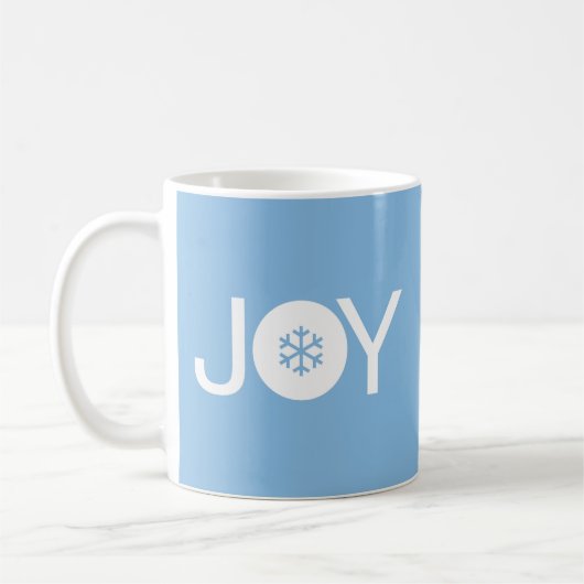 Joy Christmas Blue Coffee Mok (Links)