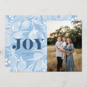 Joy Christmas Design Blauw Feestdagenkaart (Voorkant / Achterkant)