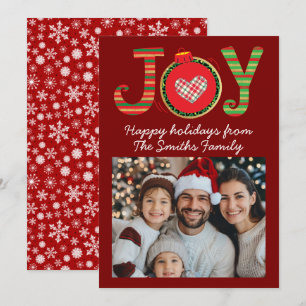 Joy Christmas Family Sneeuwvlokken Patroon Feestdagenkaart