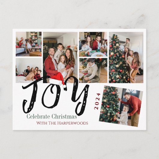 Joy Christmas feestdagen Script Familie Fotocollag (Voorkant)