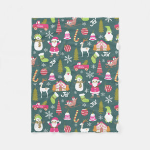 Joy Christmas Green Fleece Deken