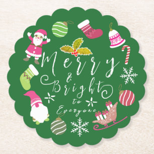 Joy Christmas Green Kartonnen Onderzetters