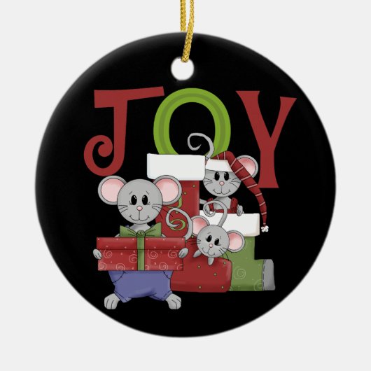 Joy Christmas Mice Keepsake Ornament (Voorkant)