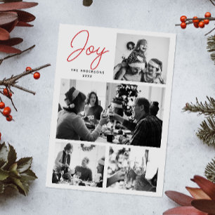 Joy Christmas Moderne Multi Photo Familie Groet Feestdagenkaart