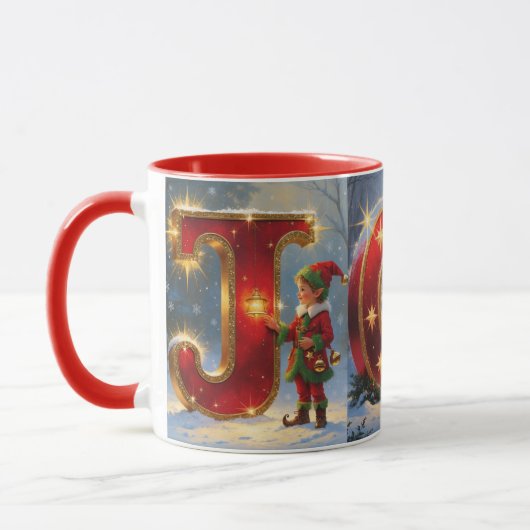 JOY Christmas Mug - Festive Joy Holiday Coffee Mug (Gauche)