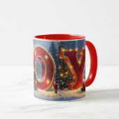 JOY Christmas Mug - Festive Joy Holiday Coffee Mug Mok (Voorkant rechts)