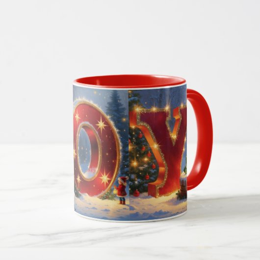 JOY Christmas Mug - Festive Joy Holiday Coffee Mug Mok (Voorkant rechts)