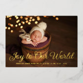 Joy Christmas Photo Foil Baby Faire-part (Recto)